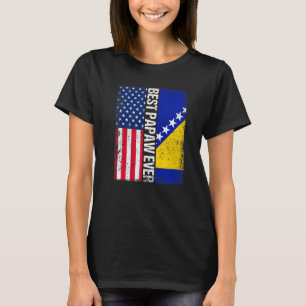Usa Flag & Bosnia And Herzegovina Flag Best Papaw T-Shirt