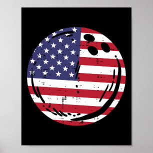 Usa Flag Bowling Ll Patriotic Bowler Men Women Kid Poster