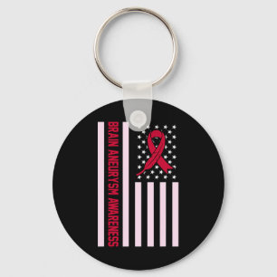USA Flag Brain Aneurysm Awareness Month Supporter  Keychain