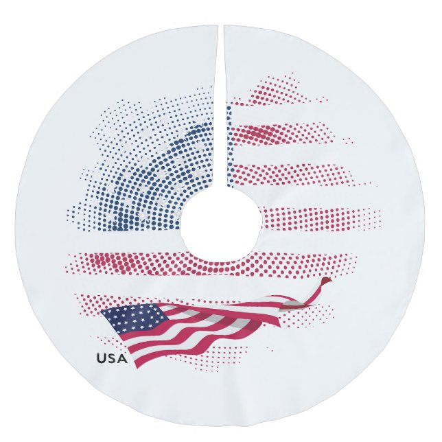 USA flag Brushed Polyester Tree Skirt (Front)