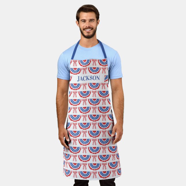 USA Flag Bunting and Bows American Summer Apron (Worn)