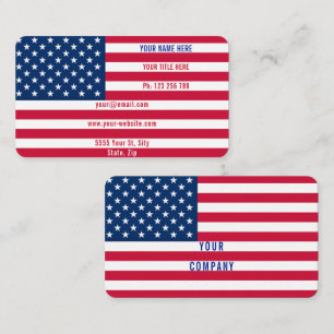 USA Flag Business Card Patriotic Personalized