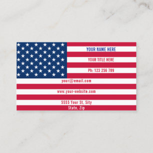 USA Flag Business Card Personalized Your Design