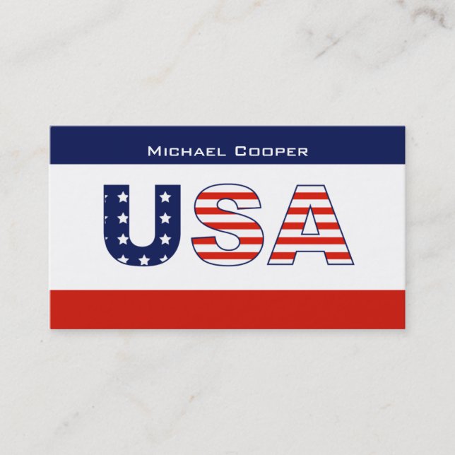 USA Flag Business Card Stars Stripes (Front)