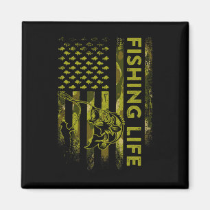 Usa Flag Camouflage Fishing Life Magnet