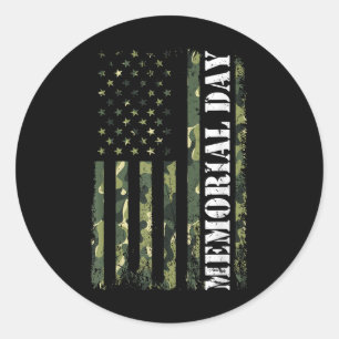 Usa Flag Camouflage Memorial Day Classic Round Sticker