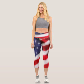 USA Flag Capri Leggings