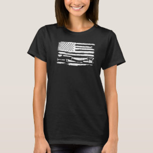 USA Flag Carpenter Woodworker Artisan Sawdust Wood T-Shirt