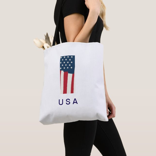USA Flag Carrying Tote  Bag (Close Up)