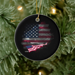 USA flag Ceramic Ornament
