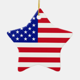 USA Flag Ceramic Ornament