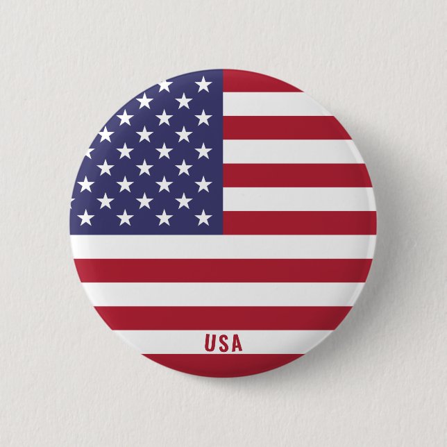 USA Flag Charming Patriotic 2 Inch Round Button (Front)