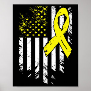 USA Flag Childhood Cancer Awareness Family Support Poster