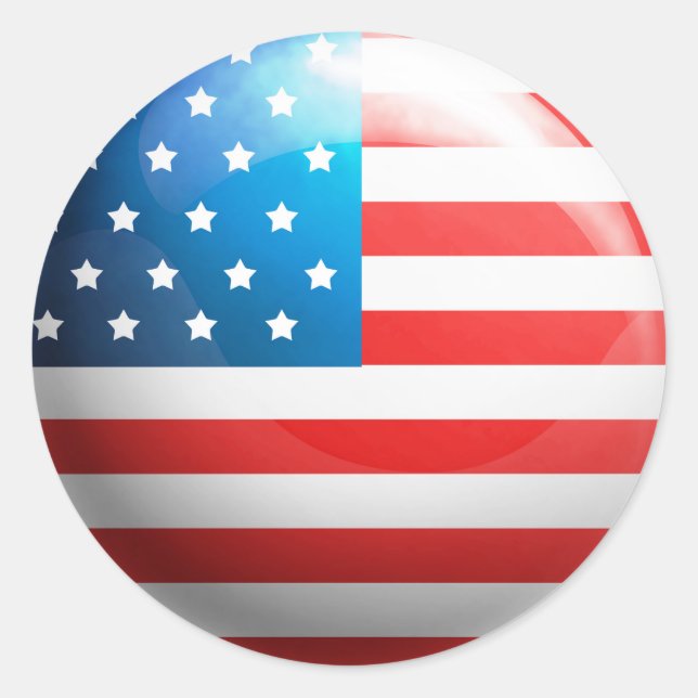 "USA Flag" Classic Round Sticker (Front)