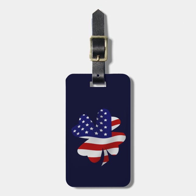 USA Flag Clover Luggage Tag (Front Vertical)