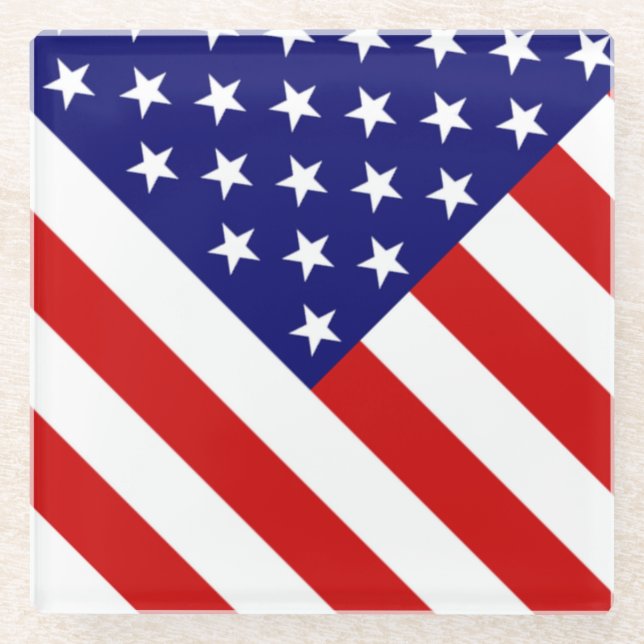 USA Flag coastercnt Glass Coaster (Front)