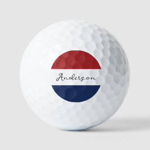 USA Flag Colors Custom Name Surname  Golf Balls