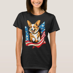 USA Flag Corgi 4th of July  for Dog Owners T-Shirt