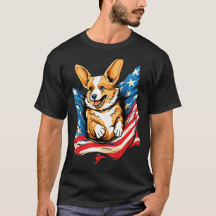 USA Flag Corgi 4th of July  for Dog Owners T-Shirt