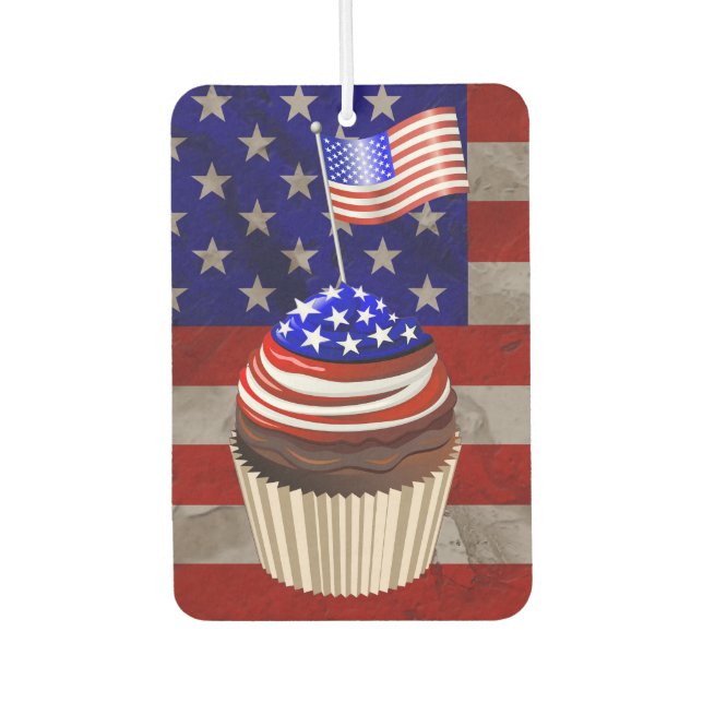 USA Flag Cupcakes Pattern Air Freshener (Front)