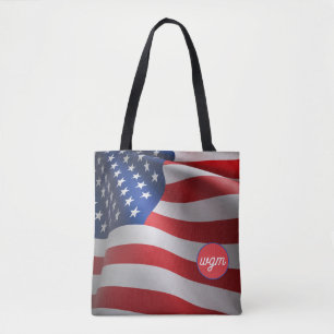 USA FLAG Customized Monogram Shopping Tote Bag