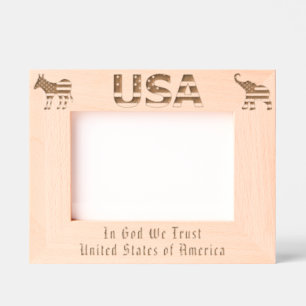 USA Flag, Democratic and Republican Symbols     Etched Frames