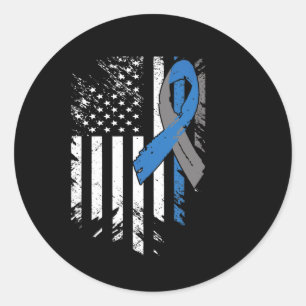 Usa Flag Diabetes Type 1 Awareness Family Support  Classic Round Sticker