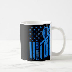 Usa Flag Diabetic Warrior Blue Diabetes Type 1 Awa Coffee Mug