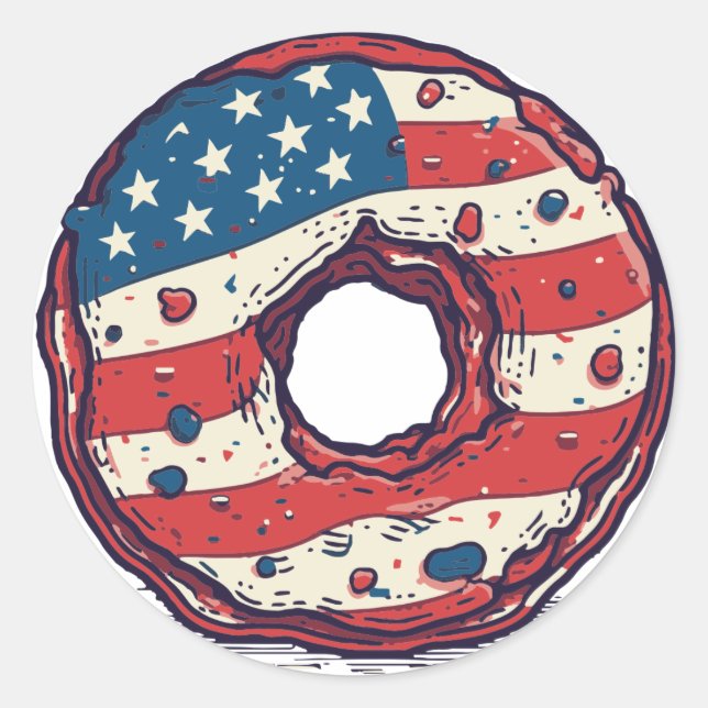 🍩 USA flag donut Classic Round Sticker (Front)