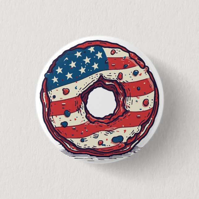 🍩 USA flag doughnut 1 Inch Round Button (Front)