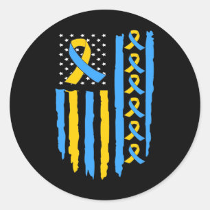 Usa Flag Down Syndrome Awareness Dad Mom Classic Round Sticker
