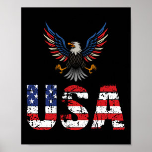 Usa Flag Eagles 4th Of July 1776 Freedom Independe Poster