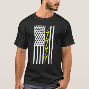Usa Flag Electrical Electricity Engineering Electr T-Shirt