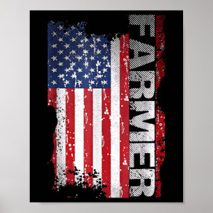 Usa Flag Farmer For 4th Of July Poster