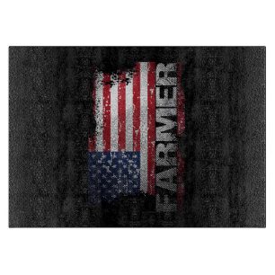 USA Flag Farmer T-Shirt, American Farmers Tee Cutting Board