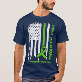 Usa Flag Fight The Stigma Mental Health Awareness  T-Shirt