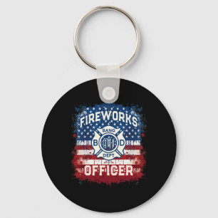 Usa Flag Fireworks Officer Safety Director Pyro Te Keychain
