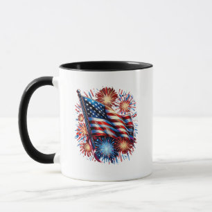 USA Flag Fireworks Patriotic Mug