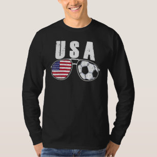 usa Flag Football Sunglasses usais Fan Soccer Team T-Shirt