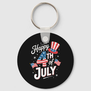 Usa Flag Funny Happy 4th Of July Outfits For Women Keychain