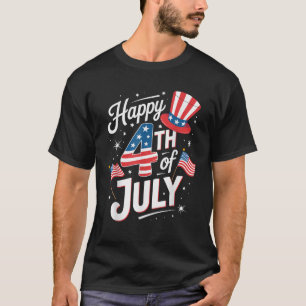 USA Flag Funny Happy 4th Of July Outfits for Women T-Shirt