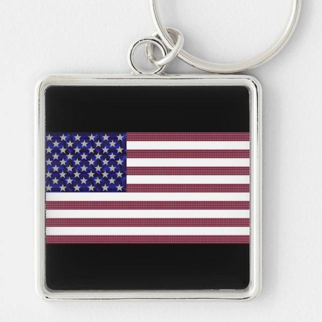 USA Flag Gemstone Art Keychain (Front)