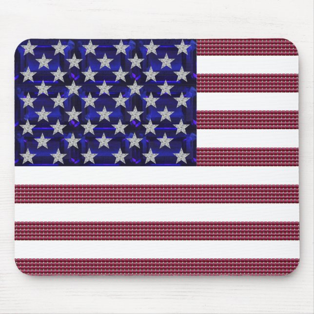 USA Flag Gemstone Art Mouse Pad (Front)