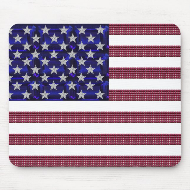 USA Flag Gemstone Art Mouse Pad (Front)