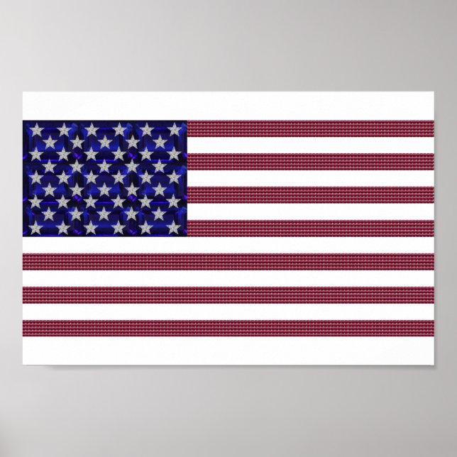 USA Flag Gemstone Art Poster (Front)