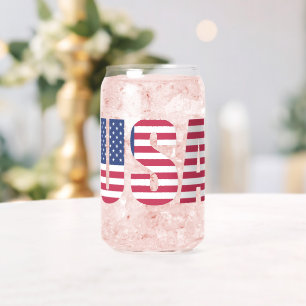 USA Flag Glass Can - Stars and Stripes Iced Coffee