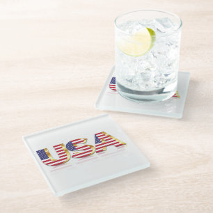 USA Flag Glass Coaster United States of America