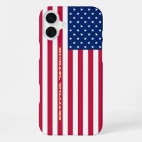 USA Flag Gold Monogram Patriotic American Slim Fit