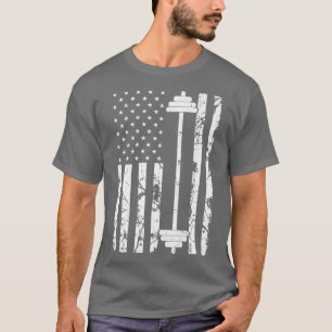 Usa Flag Graphic Gym Fitness Training Weight Train T-Shirt