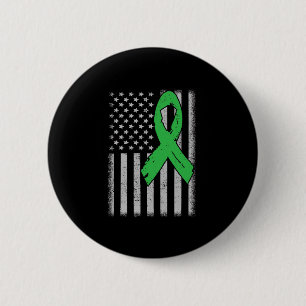 Usa Flag Green Family Ribbon Kidney Disease Awaren 2 Inch Round Button